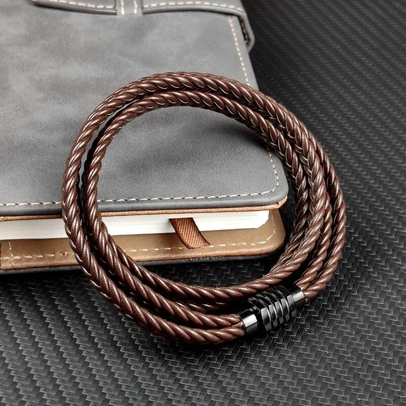 Olle Multilayer Long Braided Leather Bracelet