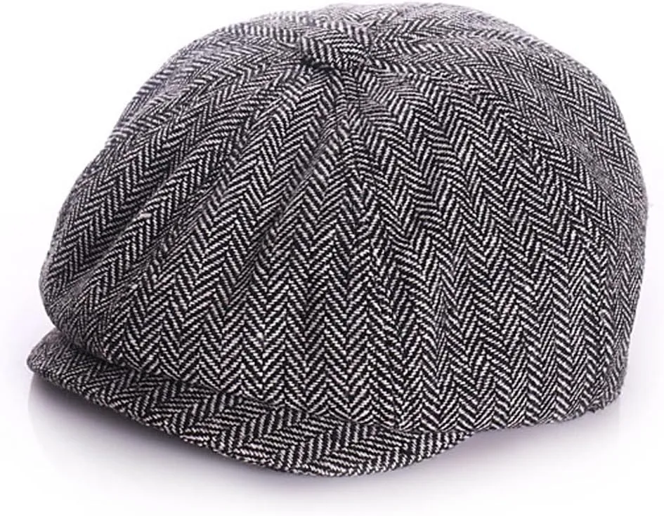Parent-Child Beret Cap Tweed Flat Cap Octagonal Newsboy Gatsby Peaked Cap, Unisex