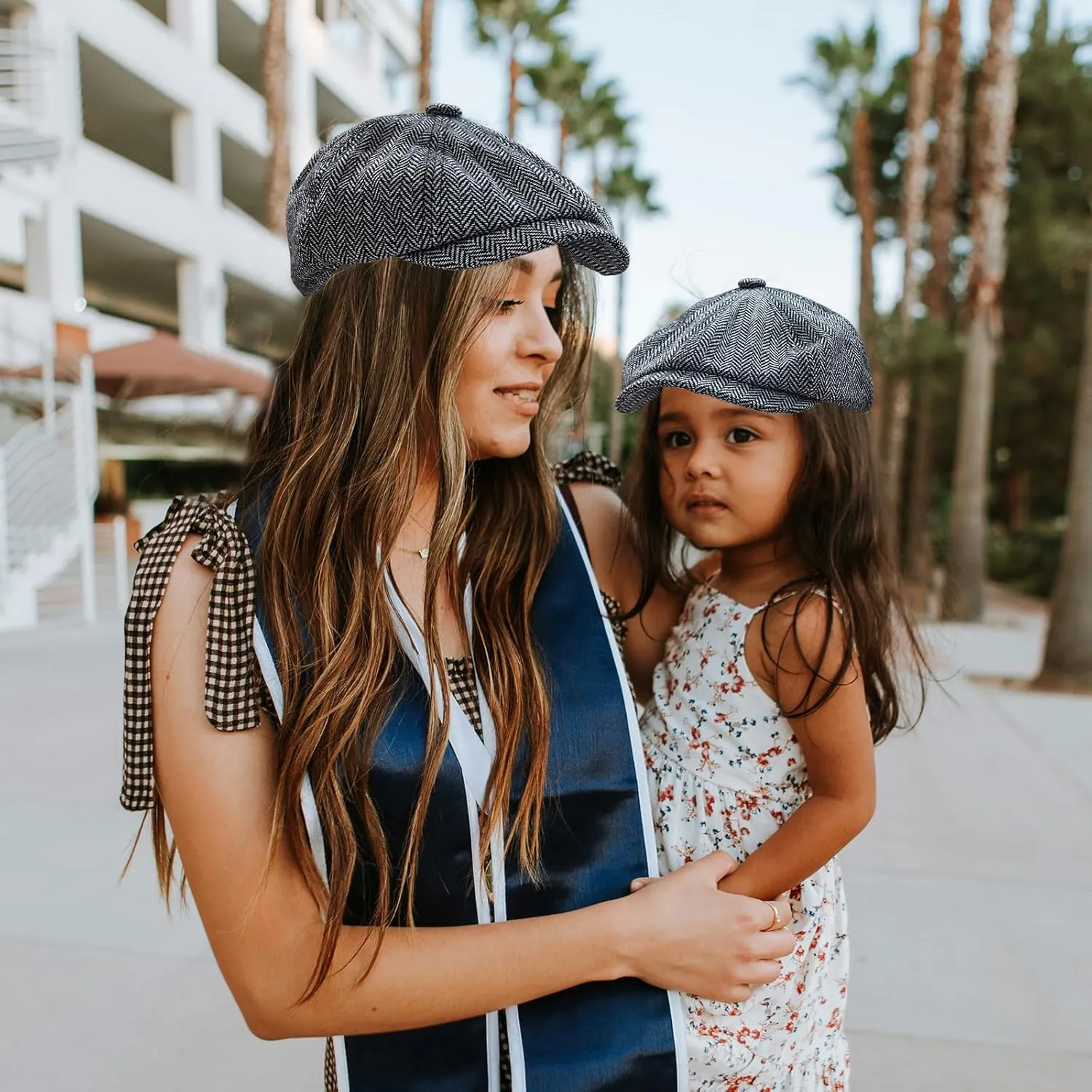 Parent-Child Beret Cap Tweed Flat Cap Octagonal Newsboy Gatsby Peaked Cap, Unisex