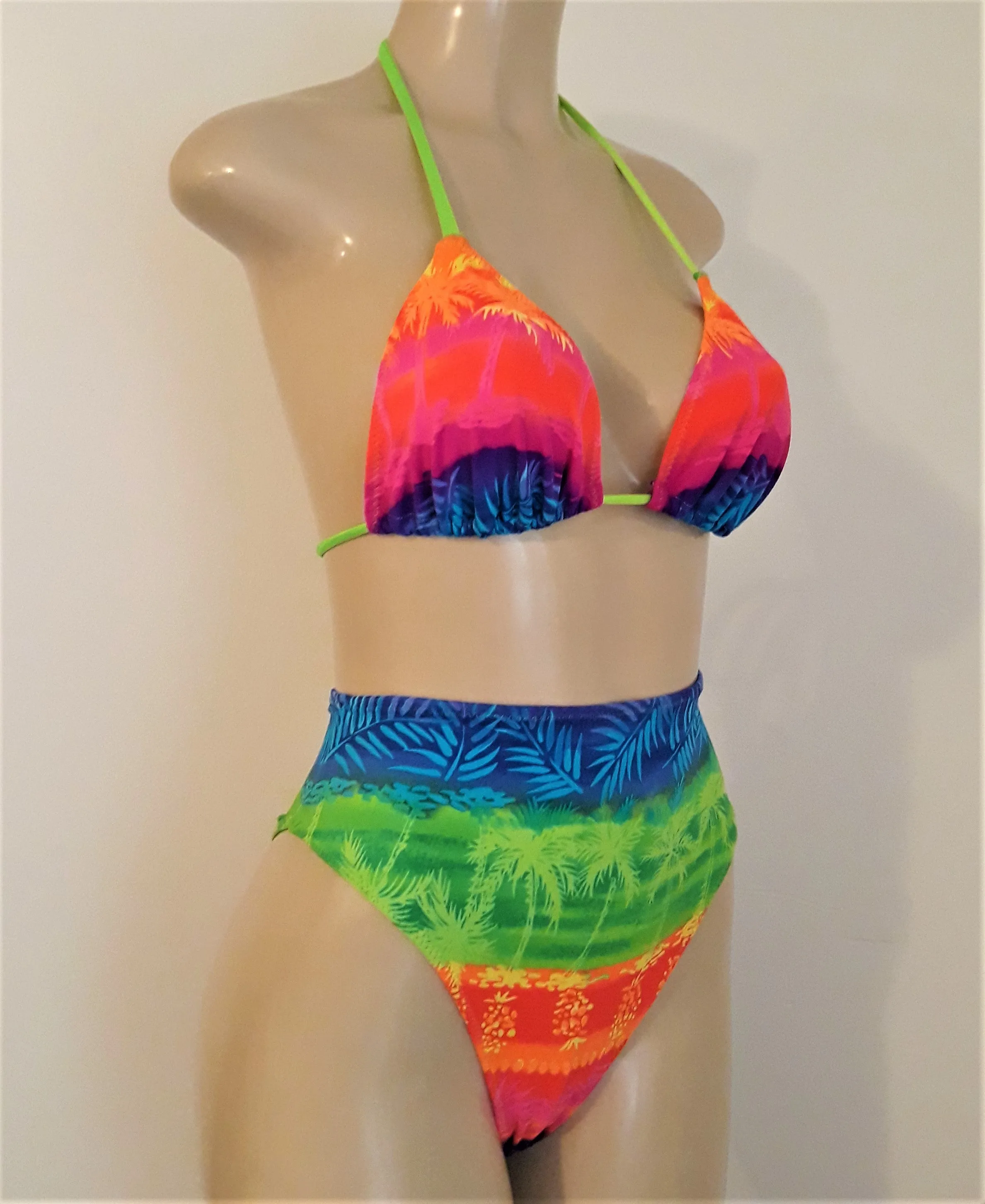Rainbow Triangle Bikini Top and High Waisted Bikini Bottom