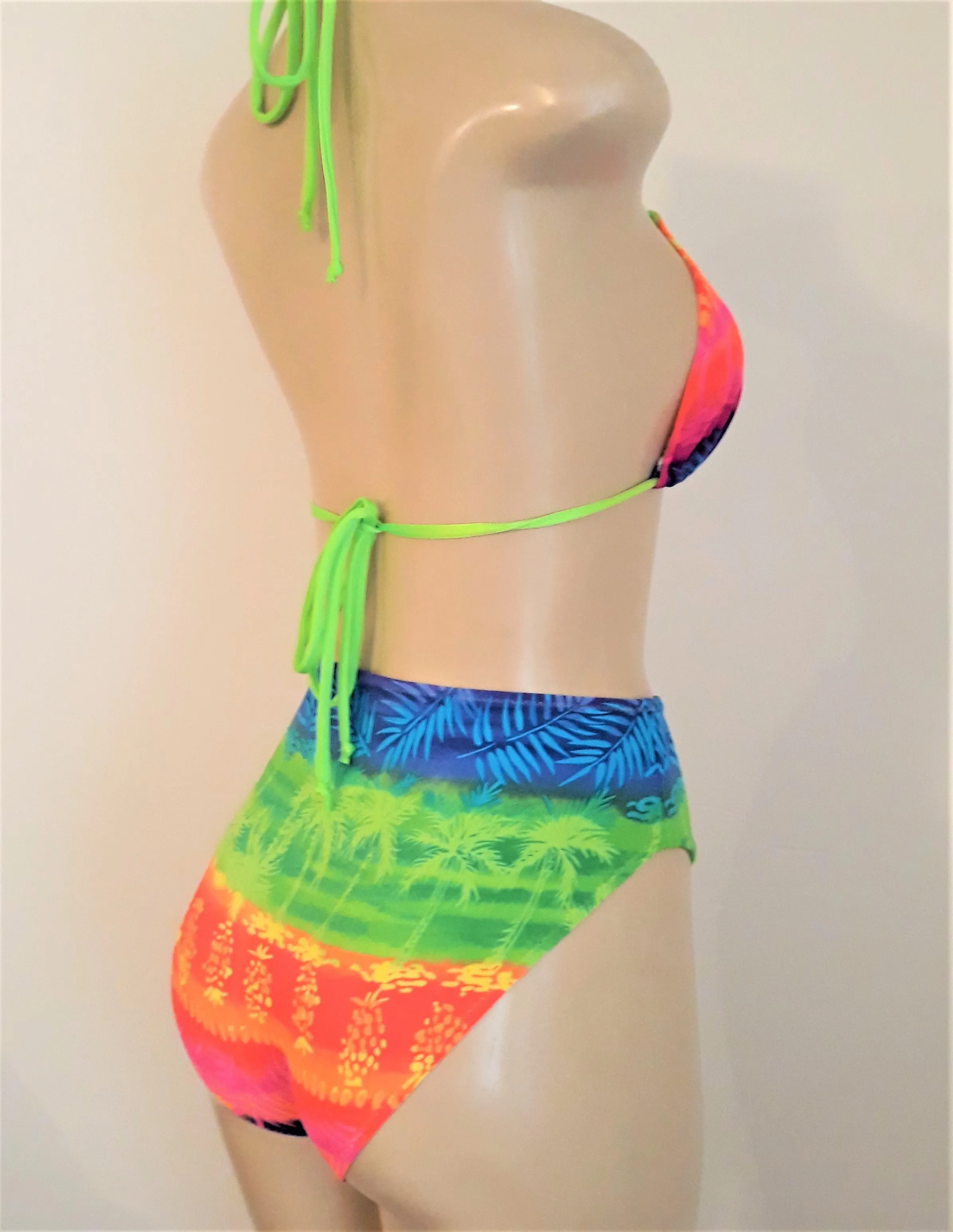 Rainbow Triangle Bikini Top and High Waisted Bikini Bottom