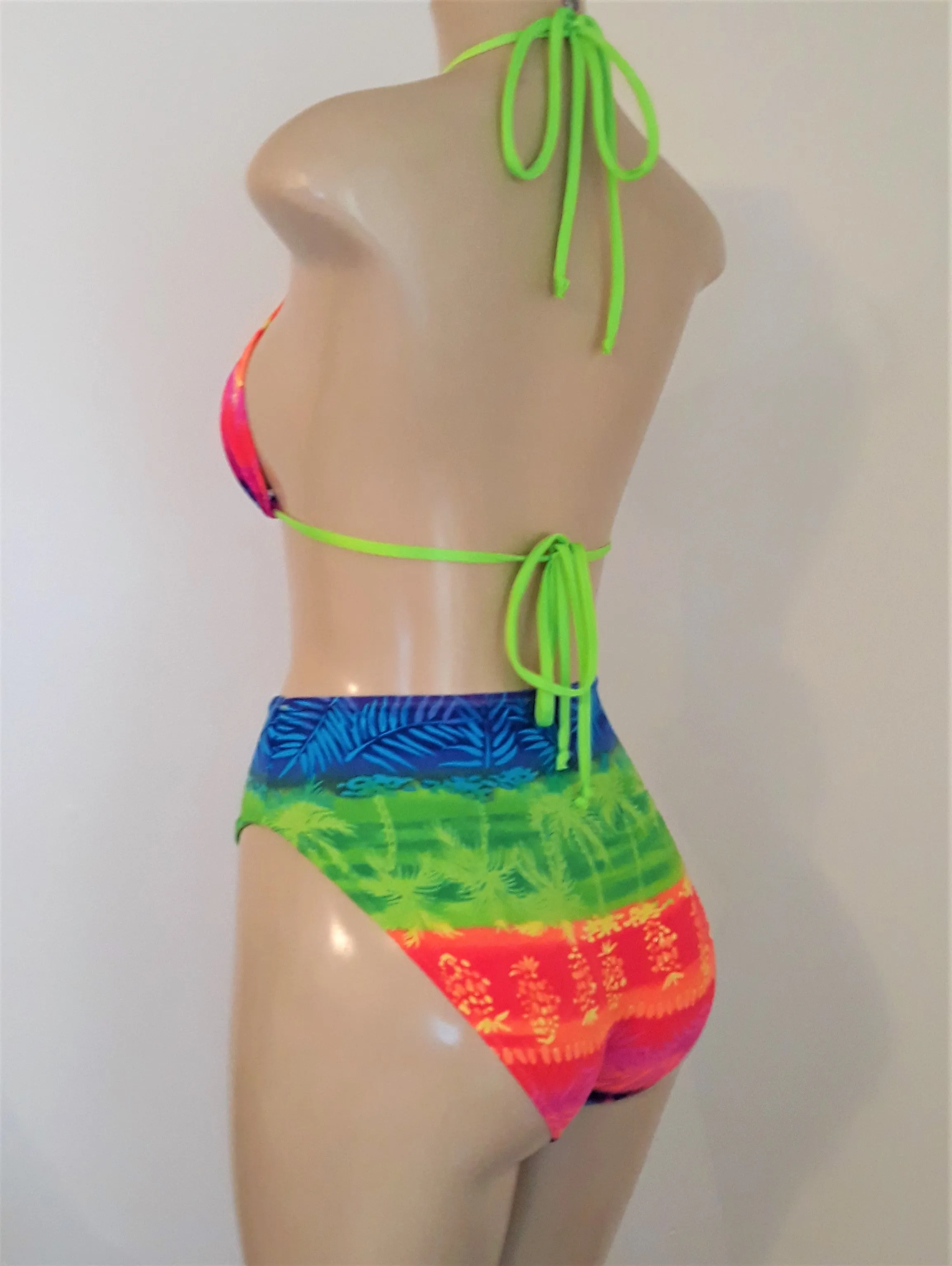 Rainbow Triangle Bikini Top and High Waisted Bikini Bottom