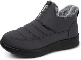 SHIBEVER Womens Winter Snow Boots: Women Ankle Booties Warm Fur Lined Waterproof Insulated Slip On Outdoor Shoes