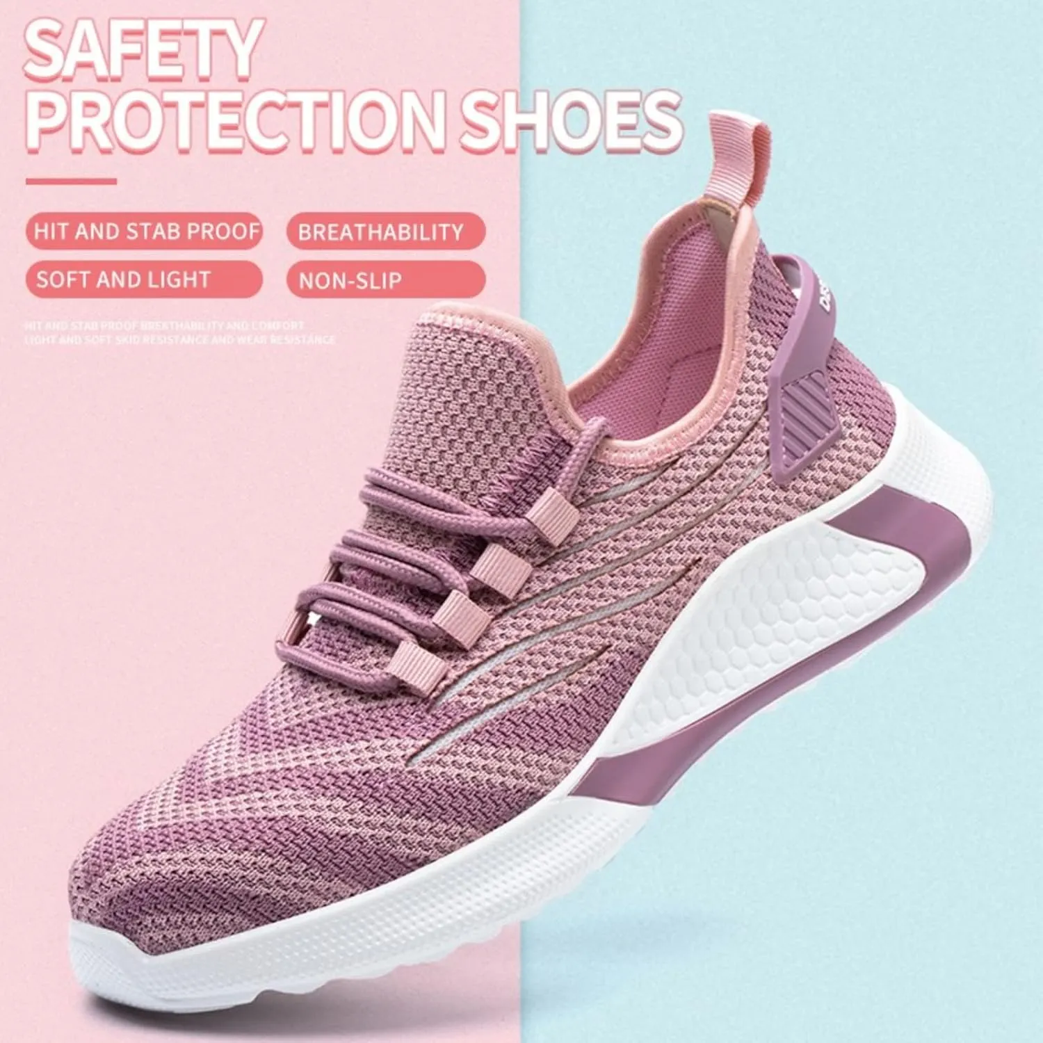 Steel Toe Sneakers for Women Work Lightweight Safety Shoes Smash and Puncture Resistant Breathable Hiking Shoes