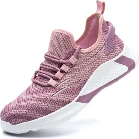 Steel Toe Sneakers for Women Work Lightweight Safety Shoes Smash and Puncture Resistant Breathable Hiking Shoes
