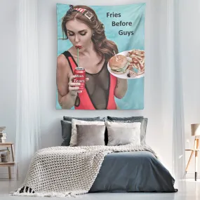 Tapestry - Fries Before Guys Wall Art - 80 inch tall x 68 inch wide