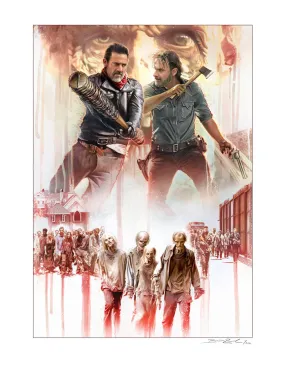The Walking Dead All Out War Watercolor Giclee by Brian Rood