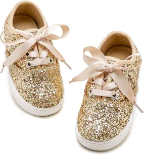 Toddler/Little Girls Sneakers-Slip On Glitter Sports Shoes for Running Walking