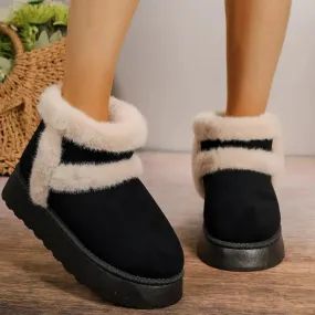 Winter Fleece-lined Snow Boots Warm Furry Women's Thick Bottom Casual Short Boot House Shoes