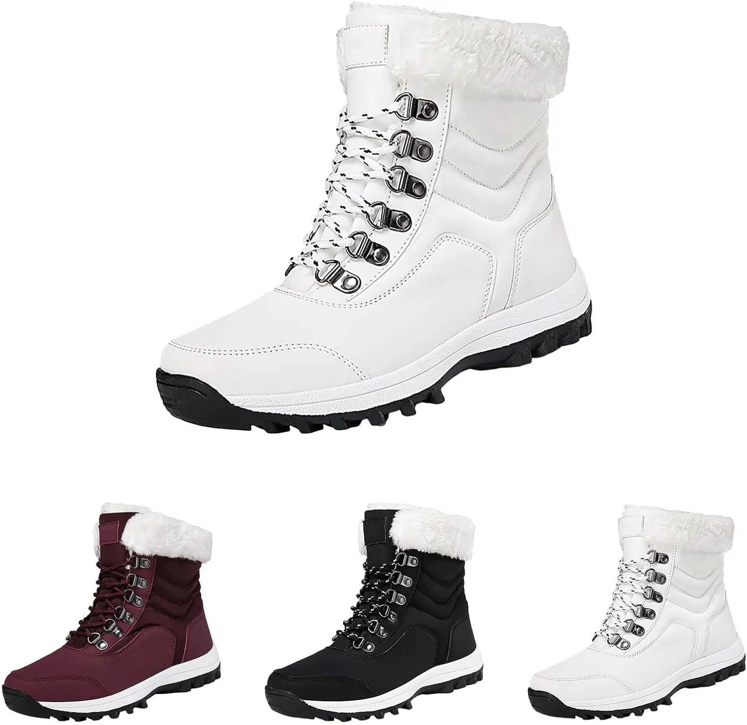 Winter Shoes Men Zipper Waterproof Ankle-Support Boots Slip-on Lightweight Plush Lined Warm Snow Ankle Boots