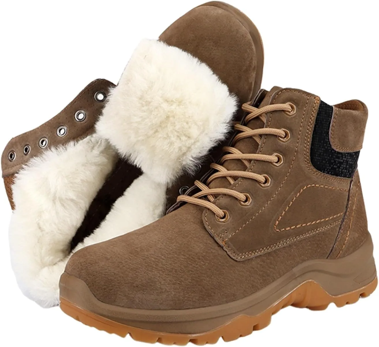 Winter Snow Boots for Men, Mens Winter Warm High Tops Slip Resistant Protective Fuzzy Snow Boots, Outdoor Rubber Sole Snow Ankle Boots, for Insulated Hiking, Work, Cold Weather