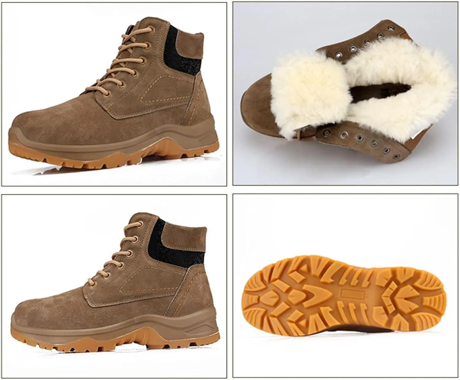 Winter Snow Boots for Men, Mens Winter Warm High Tops Slip Resistant Protective Fuzzy Snow Boots, Outdoor Rubber Sole Snow Ankle Boots, for Insulated Hiking, Work, Cold Weather