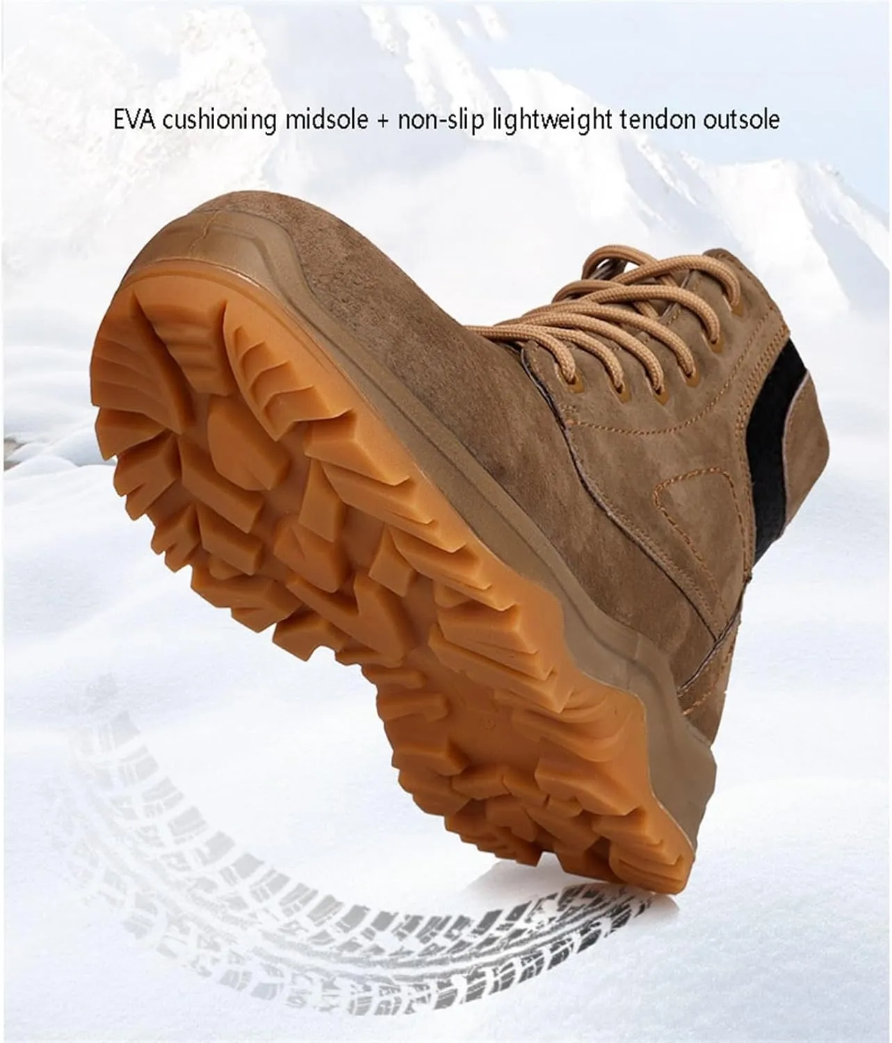 Winter Snow Boots for Men, Mens Winter Warm High Tops Slip Resistant Protective Fuzzy Snow Boots, Outdoor Rubber Sole Snow Ankle Boots, for Insulated Hiking, Work, Cold Weather