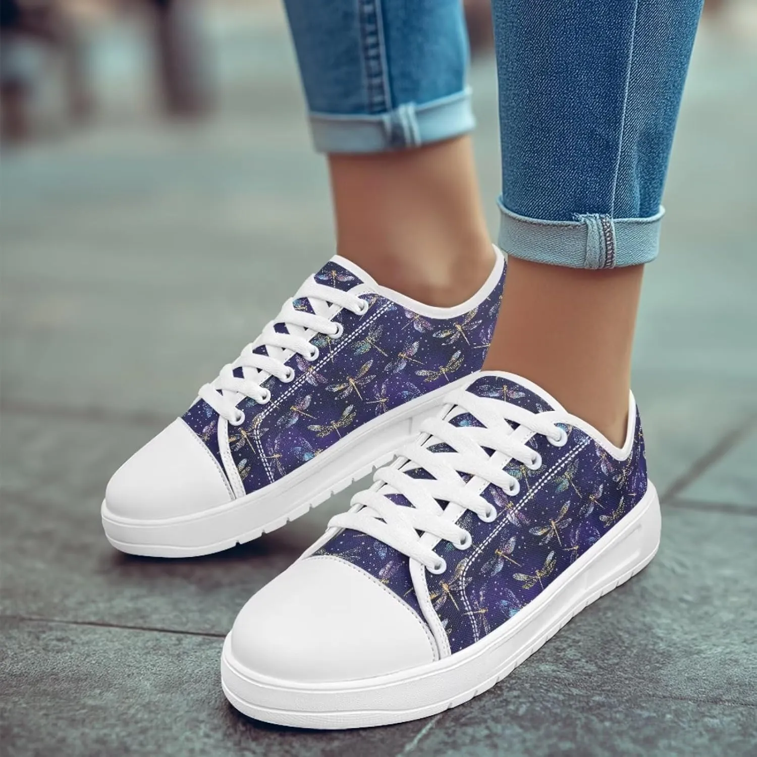 Womens Canvas Sneaker Lace Up Low Top Shoe for Hiking Running Walking Slip On Non Slip Casual Shoes