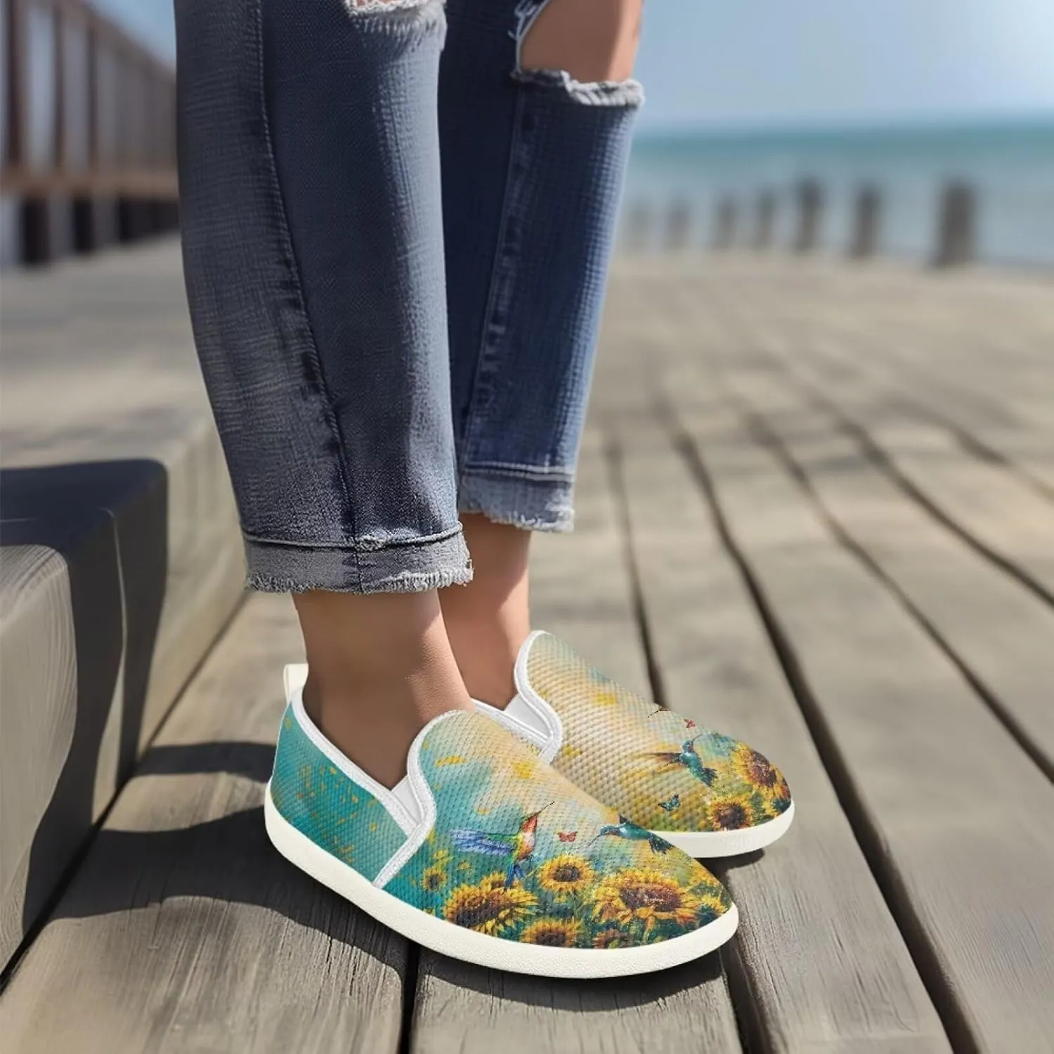 Women's Hummingbird Outdoor Loafer Wedding Shoes Dress Flats Leisure Loafers Slip-On Walking Shoes