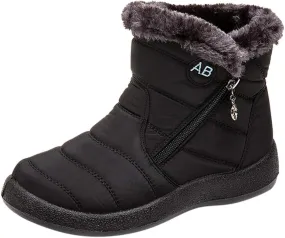 Women's Snow Boots Winter Cold Proof Insulated Ankle Short Booties Lightweight Plus Velvet Warm Fleece Boots