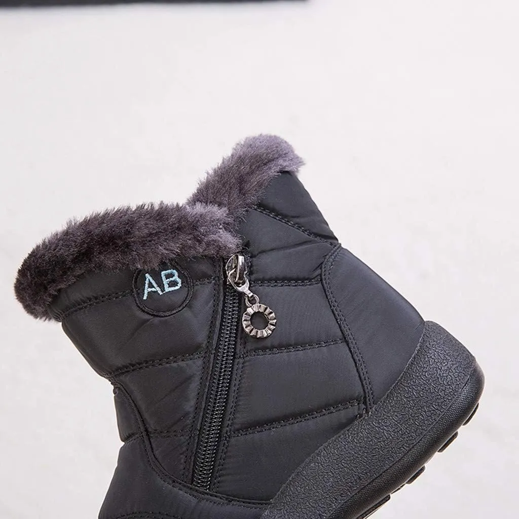 Women's Snow Boots Winter Cold Proof Insulated Ankle Short Booties Lightweight Plus Velvet Warm Fleece Boots