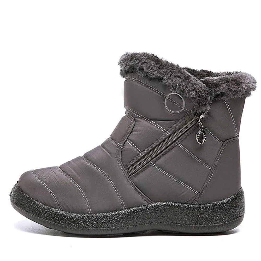 Women's Winter Fur Lined Waterproof Outdoor Warm Short Snow Boots
