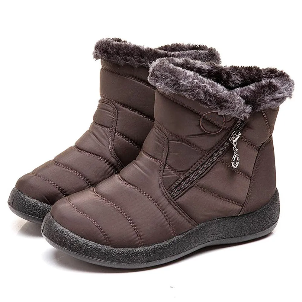 Women's Winter Fur Lined Waterproof Outdoor Warm Short Snow Boots