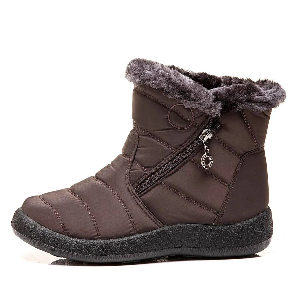 Women's Winter Fur Lined Waterproof Outdoor Warm Short Snow Boots