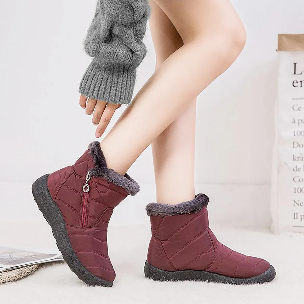 Women's Winter Fur Lined Waterproof Outdoor Warm Short Snow Boots