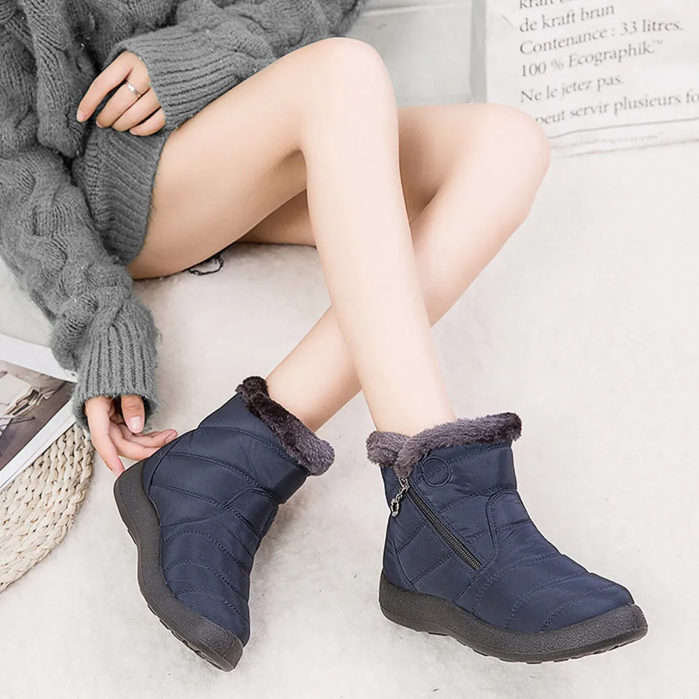 Women's Winter Fur Lined Waterproof Outdoor Warm Short Snow Boots