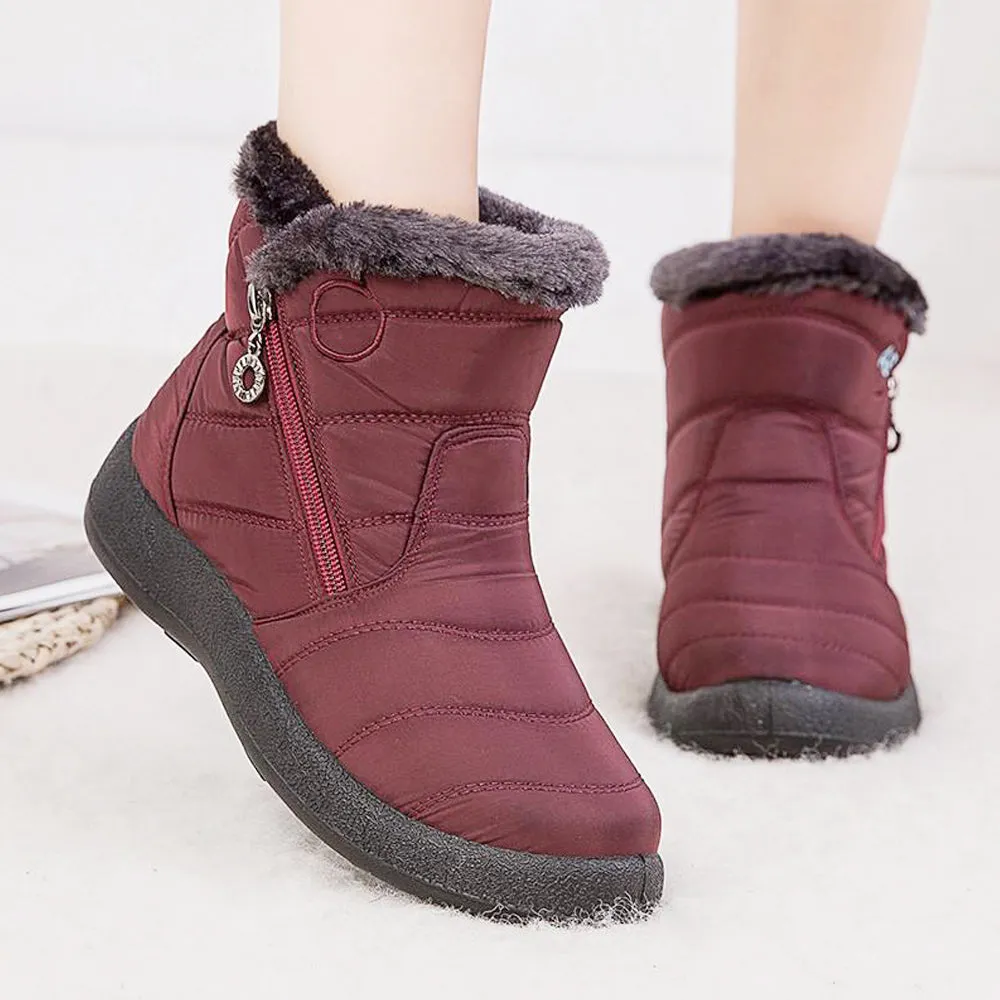 Women's Winter Fur Lined Waterproof Outdoor Warm Short Snow Boots