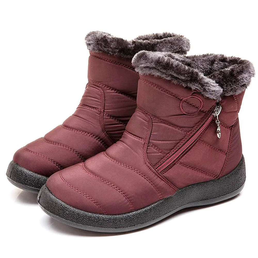 Women's Winter Fur Lined Waterproof Outdoor Warm Short Snow Boots