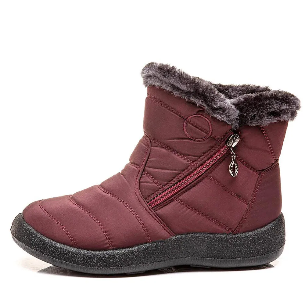 Women's Winter Fur Lined Waterproof Outdoor Warm Short Snow Boots