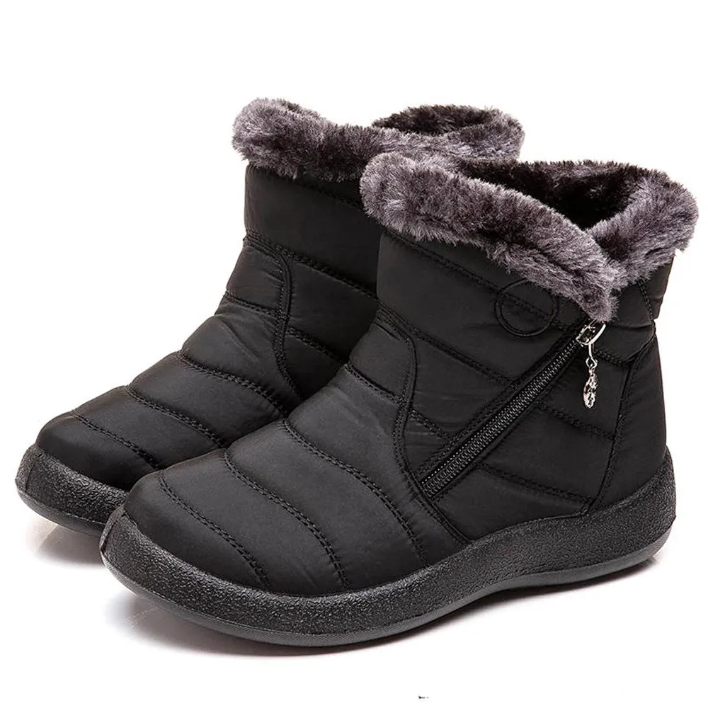 Women's Winter Fur Lined Waterproof Outdoor Warm Short Snow Boots