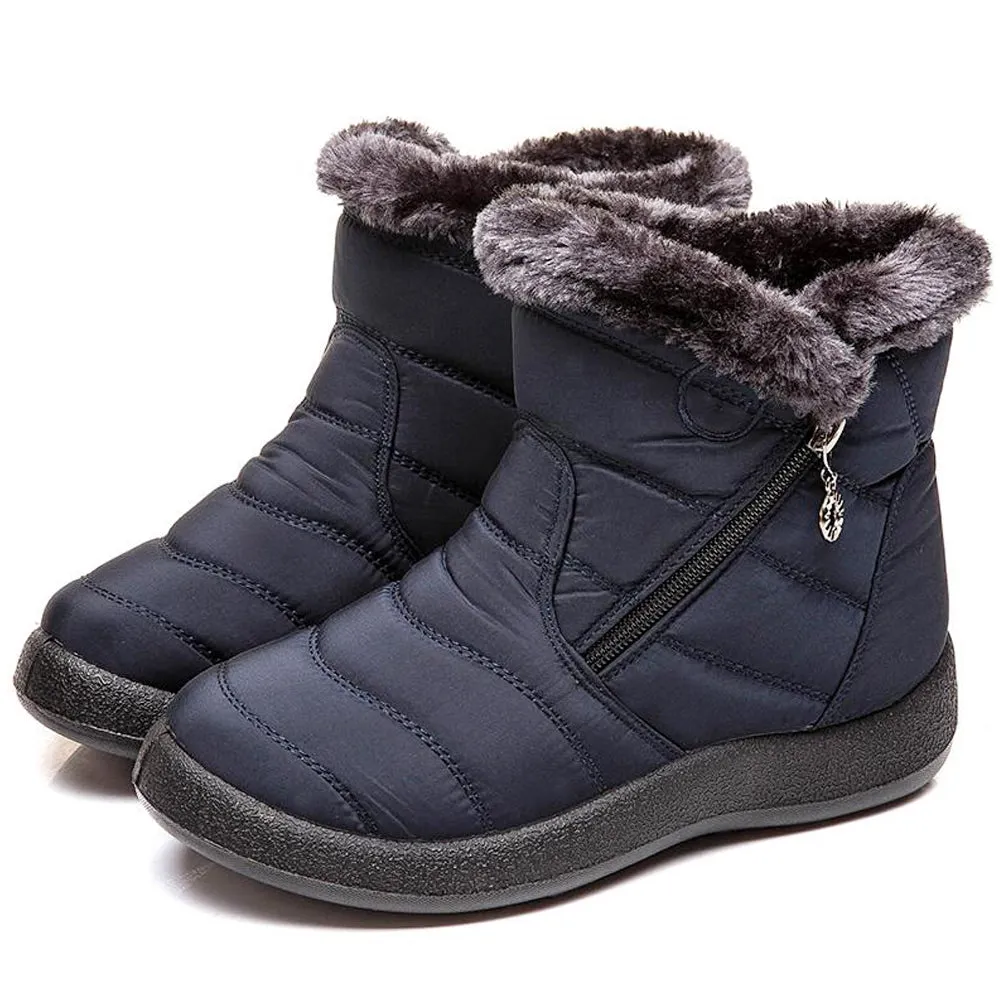 Women's Winter Fur Lined Waterproof Outdoor Warm Short Snow Boots