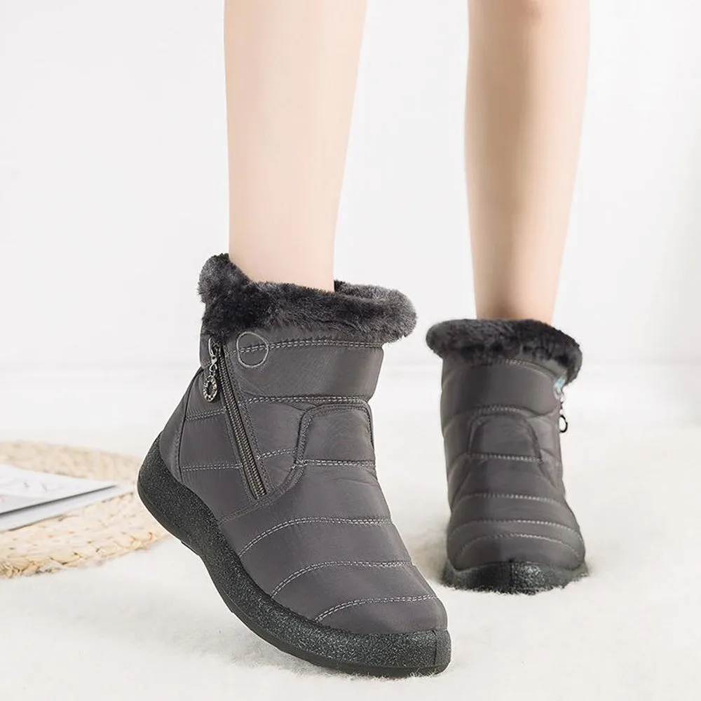 Women's Winter Fur Lined Waterproof Outdoor Warm Short Snow Boots