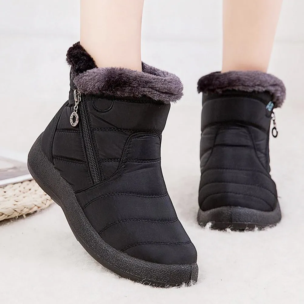 Women's Winter Fur Lined Waterproof Outdoor Warm Short Snow Boots