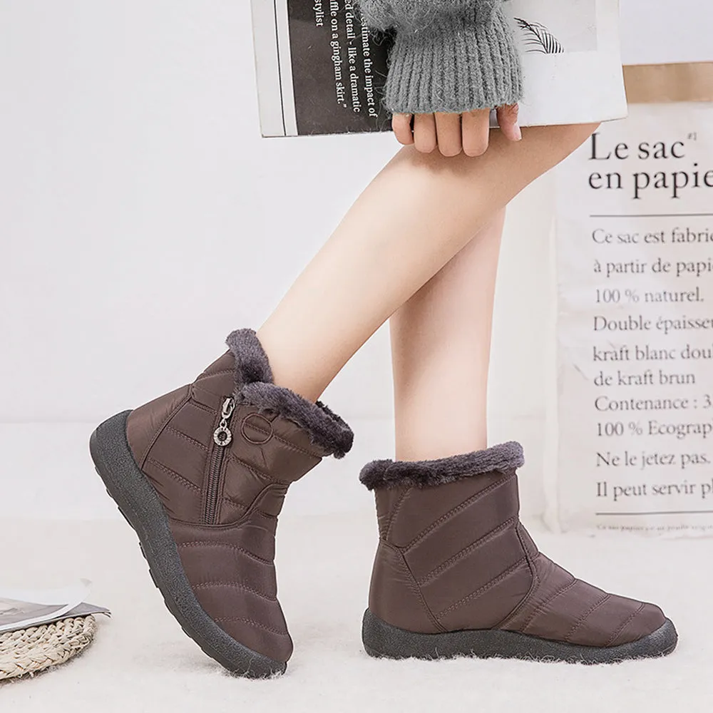 Women's Winter Fur Lined Waterproof Outdoor Warm Short Snow Boots